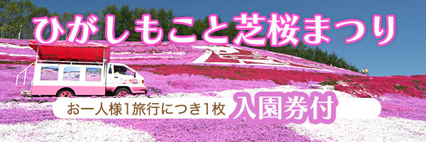 お一人様1泊1名につき　ひがしもこと芝桜まつり入園券１枚つき