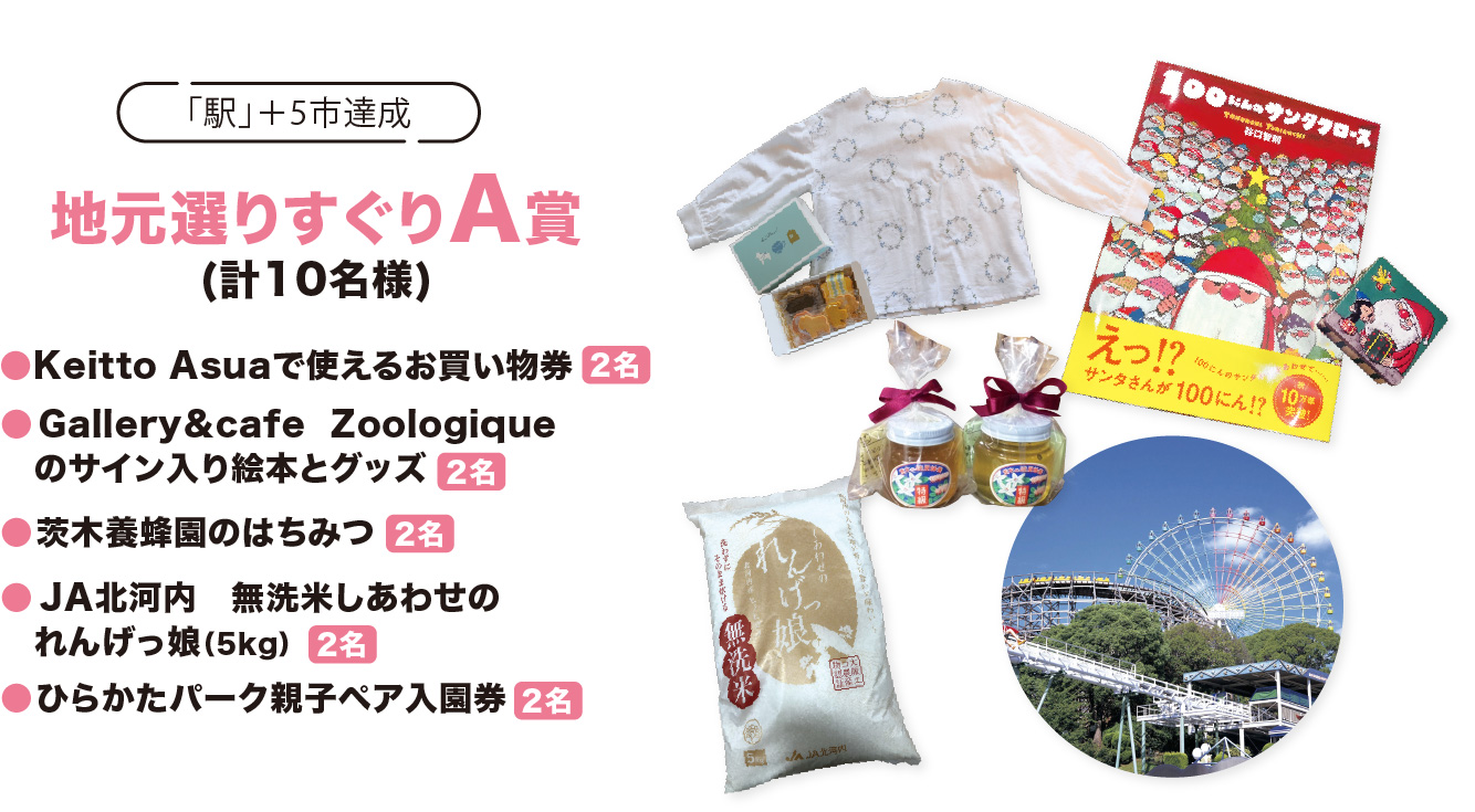 「駅」＋5市達成 地元選りすぐりA賞(計10名様)